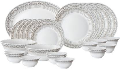 Larah by Borosil Pack of 27 Opalware Classic Dinner Set