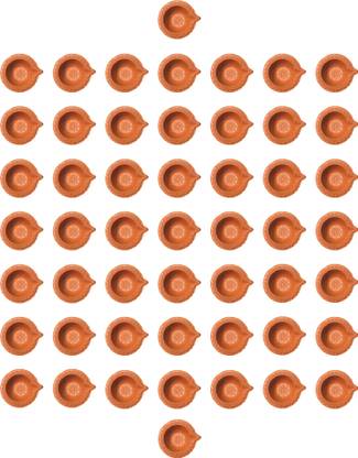 Onlinch Handmade Terracotta Clay Diyas With Wicks for Diwali Festival Terracotta (Pack of 51) Table Diya Set