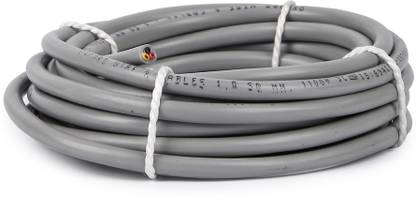 Oxcord 3 core round copper wires and cables 1mm for domestic and industrial electric connections ( 10 Metres ) 1 sq/mm Grey 10 m Wire