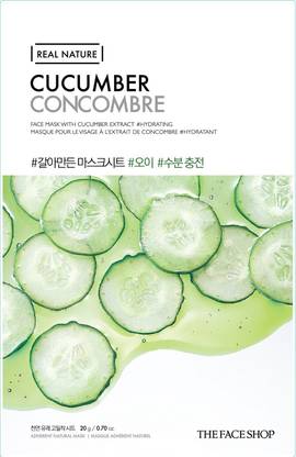 The Face Shop The Unisex Real Nature Cucumber Face Mask (sheet mask)