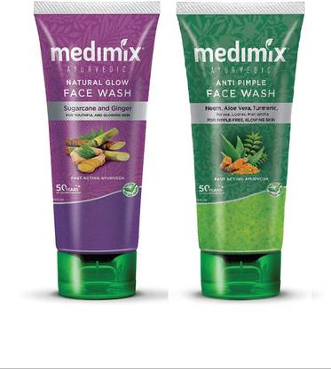 MEDIMIX Ayurvedic Natural Glow and Anti pimple facewash combo Face Wash