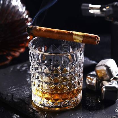 Staify (Pack of 6) Diamond Cut Crystal Glass - Luxurious Small Glass Set, Transparent Crystal Glass, Clear Glass Material of Fresh Row Material Glass Set Whisky Glass