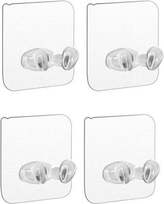 Wishland Self Adhesive Wall Hooks for Power Plug Socket Holder, Toothbrush , Wall Mounted, Multi-Function Wall Storage Hook Pack Of 4 Pcs Hook 4