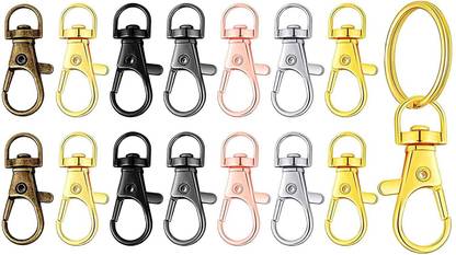 DIY Crafts Lanyard Snap Hooks with Key Rings, Metal Lanyard Keychain Hooks Key Chain Clip Hooks Lobster Claw Clasps for Keychain Jewelry Swivel Snap Hooks Set (5 Pcs, 20mm Chrome Gold) Key Chain
