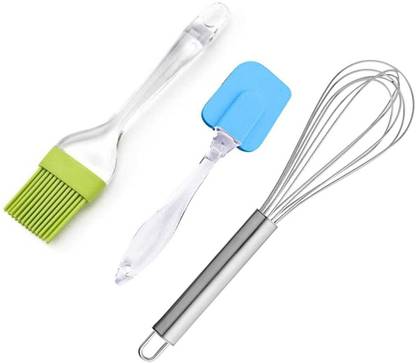 NOHUNT Whisk Stainless Steel Whisk Kitchen Whisk Set Kitchen Whip Kitchen Utensils Wire Whisk Balloon Whisk Set for Blending, Whisking, Beating and Stirring With Silicon Heat Resistance Oil Brush with Spatula Multi-Purpose Durable Easy to Use for Kitchen Cooking, Grilling, Baking (Multi Colour) Kitchen Tool Set