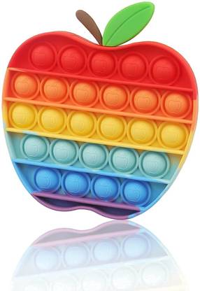PRIMEFAIR Fidget Toys,Push Pop it Bubble Fidget Sensory Toy,Autism Special Needs Silicone Stress Relief Toy,Great Sensory Toys Gifts for Girls Boys Kids Adults (Rainbow Apple)