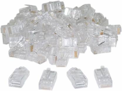 DEALZIA Cat6 RJ45 Ends, Cat6 Connector, Cat6 / Cat5e RJ45 Connector, Ethernet Cable Crimp Connectors UTP Network Plug for Solid Wire and Standard Cable, LAN Crimp Module Plugs Transparent (Pack of 100) Network Interface Card