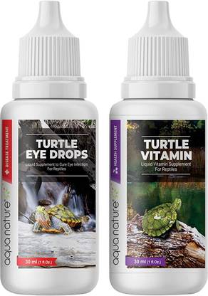 एक्वानेचर Special Combo Turtle Eye Drops & Turtle Vitamin Supplement Drop for Swollen, Inflamed, Infected Eye & for Essential Vitamins and Minerals of Healthy Turtle Healthcare 30ml Each पेट हेल्थ सप्लीमेंट्स
