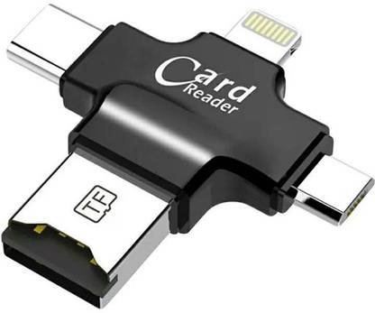 LipiWorld 4in1 OTG Card Reader Lightning Type C Micro USB USB Card Reader 4in1 OTG Card Reader Lightning Type C Micro USB USB Card Reader Like Iflash Idisk for Micro USB,SDHC Lightning Flash Drive (Black) Card Reader