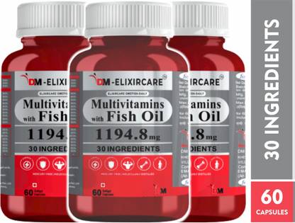 DM ELIXIRCARE Multivitamin with Omega 3 Fish Oil 1000mg with 30 Ingredients