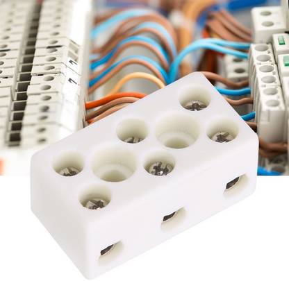 MERKEL 2pcs / 3 Way 24A Ceramic Terminal Block Wire Connector High Temperature Resistant Locking Wire Connector