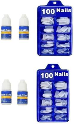 lukaf Empress Curve Artificial 200 Nails with 4 Glue White