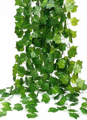 well art gallery Well Art Gallery Artificial Fancy Wall Hanging Garland Money Plant Leaf Bail/ Creeper for Special Occasion Decoration, Home, Office, Festival Theme Decoration (Green, Length 7.5 Feet) - Pack of 3 Strings Green Cosmos Artificial Flower