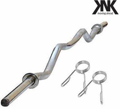 KNK 3 Feet Zig Zag Bar for Biceps & Triceps Exercise with Rod LOCKS Weight Lifting Bar Weight Lifting Bar