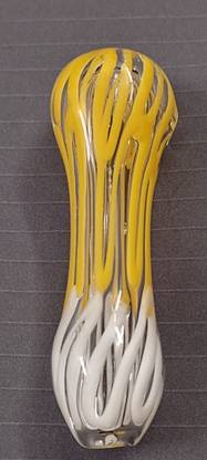 LEAHANA 3" CLEAR YELLOW GLASS CHILLUM PIPE Beer Bong Funnel