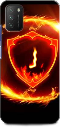 INDICRAFT Back Cover for POCO M3 J, J LETTER, FIRE, J NAME, J ALPHABET