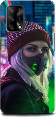 INDICRAFT Back Cover for OPPO F19s, CPH2223 GIRL, MASK, CUTE GIRL, ART, ANIME, RESPIRATOR, TEXTURE, MASK GIRL