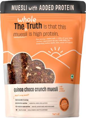 The Whole Truth High Protein Breakfast Muesli - Quinoa Choco Crunch (Added Protein) Pouch