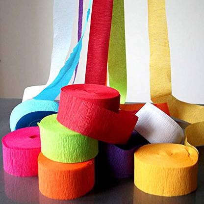 Sapna sales Multicolour Crepe Paper Streamer Ribbon for Decoration and Various Festivals & Party 12 Multicolor Paper Ribbon