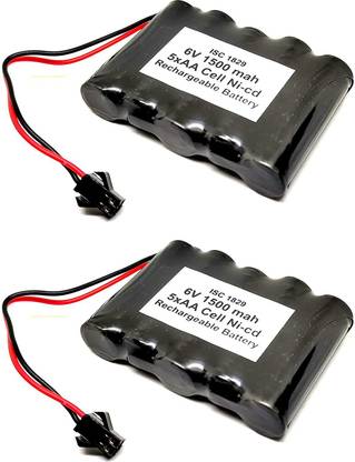 INVENTO 2Pcs 6V 1500mAh Ni-Cd Rechargeable 1.2V x 5 AA Cell Battery Pack for Toys RC Car DIY Project Automotive Electronic Hobby Kit