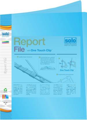Solo Polypropylene One touch clip Transparent Blue A4 size Report File