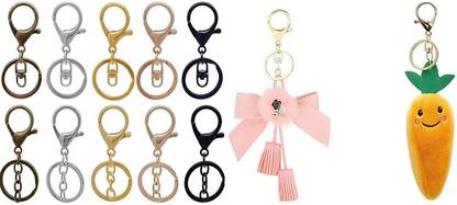 DIY Crafts Larger Lobster Clasps with Keychain Rings + Tail Chains or Swivel Clasps 2 Type Mix, Metal Key Clip for Bags Wallet Travel Accesory Key Chain