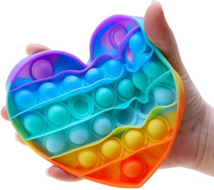 FITUP ™ Fidget Toys Pop Its Kids Fun Toys Adults Toys Stress Relief Pop Pits Toys Kid Fidgets Poppet (Heart Rainbow)