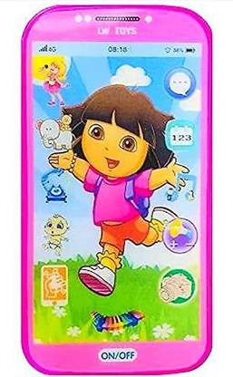 HARSIDDHI CREATION Dora Digital Mobile Phone with Touch Screen Feature with Sound Cartoon Characters Musical Mobile Phone Toy