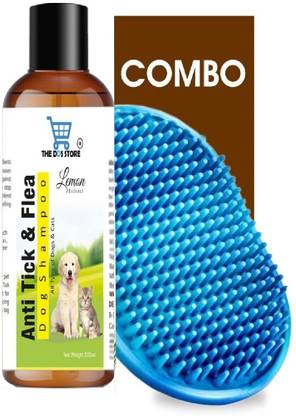 THE DDS STORE Anti Tick & Flea Dog Shampoo with Lemon-200 ml with Bath Brush Free ( Multi-color ) Flea and Tick, Anti-dandruff, Anti-fungal, Anti-itching, Conditioning, Whitening and Color Enhancing Lemon Dog Shampoo