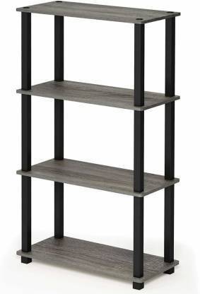 GUJJU BAZAR 4 Layer Tier corner table Organizer Turn-N-Tube End Table Corner Display Rack Hallway, Living Room, Metal, Easy Assembly, Space Saving, Industrial (Rectangle -4) MDF (Medium Density Fiber) Wall Shelf