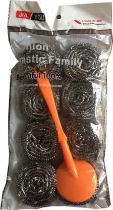 Amazing 9 PCS Stainless Steel Sponges Scrubbers Cleaning Ball Utensil Scrubber Metal Scrubber Scouring Pads Ball for Pot Pan Dish Wash Cleaning for Removing Rust Dirty Cookware Cleaner with Handle Stainless Steel Scrub