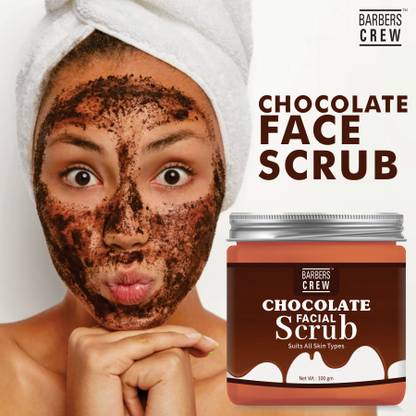 Barbers Crew Premium Chocolate Facial Scrub- With Vitamin E & Sunscreen Effect-Deep Cleansing, Exfoliation, Pigmentation Removal, Softening & Smoothening, Replenishing & Rejuvenation Scrub