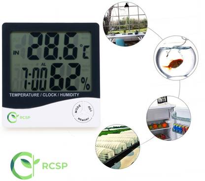 RCSP digital room thermometer with humidity indicator and clock Indoor and outdoor for home HTC 2 Temperature & Humidity Sensor
