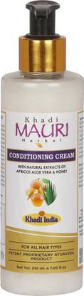 Khadi Mauri Herbal Conditioning Cream Shampoo, Damaged Hair Treatment, Enriched with Apricot Oil & Aloe Vera, 210 ml