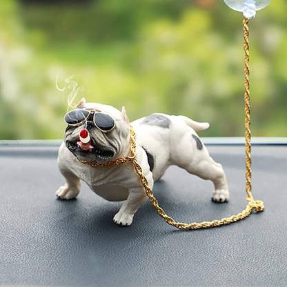 Iblay American Pitbull Dog With Chain For Car Dashboard Gift Item Home Decor Decorative Showpiece Multicolour 5 Cm In India - Pitbull Dog Home Decor