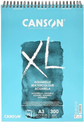 Canson Xl Sketch and Aquarelle Note Block, 300 G/M, Din A3, 30 Sheets, 297 mm x 420 Mm, with Head Spiral-Bound [Accessory] Sketch Pad