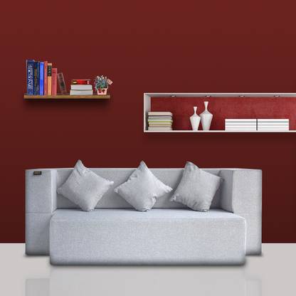 Fresh Up 3 Seater Sofa Bed 72x44x14 Inches Jute Fabric Washable Cover With Cushions Light Grey 2 Year Warranty Double In India 3 Seater Sofa Bed 72x44x14 Inches, How Much Fabric To Cover A 3 Seater Sofa Bed