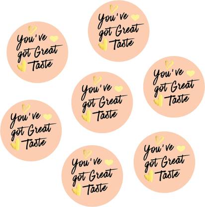Creatick Studio 5 cm "You have got Great taste" peach colour sticker self Adhesive,(Pcs of 55) Self Adhesive Sticker