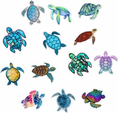 Sticker Hub 4 cm colorful tortoise Stickers, Self Adhesive (Pcs of 65) Self Adhesive Sticker