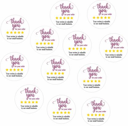 Creatick Studio 5 cm "Thank you for your Order" Review stickers (Pcs of 55) Self Adhesive Sticker