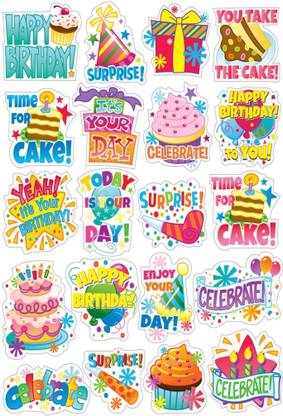 Sticker Hub 9 cm Birthday Stickers, Self Adhesive & Vinyl Stickers,(Pcs of 20) Self Adhesive Sticker