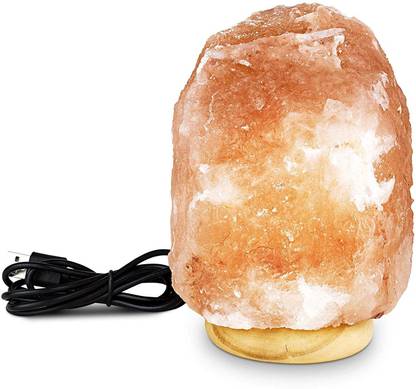 THIRTEENKCANDDLE Himalayan Salt Lamp Emit Negative Ions Natural Shape Wooden Base Size 7.5 x 6.5 x 4.5 cm Table Lamp