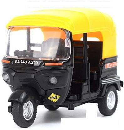 SR Toys Vehicle Pull Back Auto Rickshaw - 1:14 Scale (Multicolor)