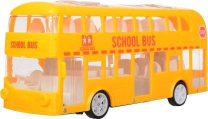 TINY TREASURES New Double Decker School Bus Toy With Multi Function For Kids (Yellow)