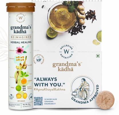 Wellbeing Nutrition Grandma's Ayurvedic Kadha | Immunity,Cold,Cough,Sore Throat & Congestion-Pack of 6