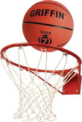 GRIFFIN Basketball Set Full Size Basketball Ring with Net & Ball Rubber Brick Size 7 Basketball Ring