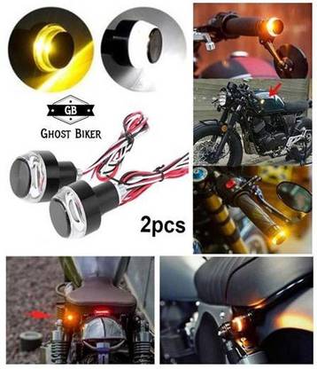 Ghost Biker Universal 12 LED, Single Turn LED Indicator Motorcycle Handle Bar Light, Blue & White Light Bike Handlebar Weights