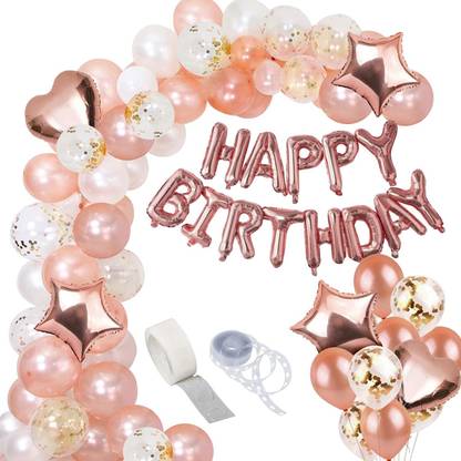 Prihit Birthday Decorations Kit Rose Gold - 50Pcs Rose Gold Balloon Garland Kit