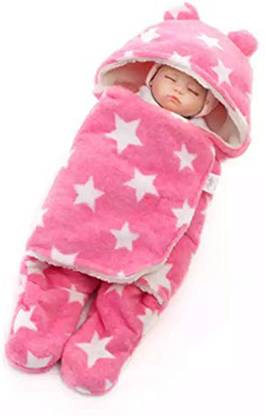 NAMAN Self Design Crib Hooded Baby Blanket for  AC Room