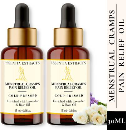 ESSENTIA EXTRACTS Menstrual Cramps Pain Relief Oil - For Instant Relief from Menstrual Pain & Cramps | With All Natural Extra Soothing Ingredients for Immediate & Long-Lasting Relief | 15ML + 15ML Liquid